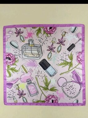 Perfume, Nail Polish, Floral Print Beautiful Scarf/ Purse Scarf NEW